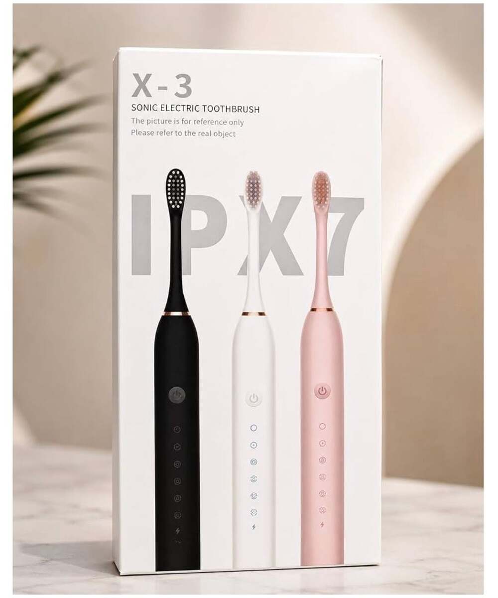 X-3 Sonic Electric Toothbrush IPX7 Waterproof with 6 Modes - pink